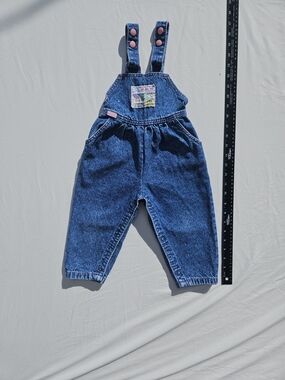 Vintage LEE Toddler Overalls Snap Union Made USA Front Patch Elastic Waist 24mo.